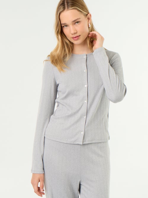 Pijama de 2 piezas de punto calado - Cárdigan + pantalón - Kiabi