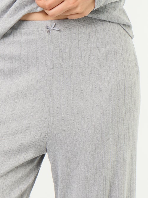Pijama de 2 piezas de punto calado - Cárdigan + pantalón - Kiabi