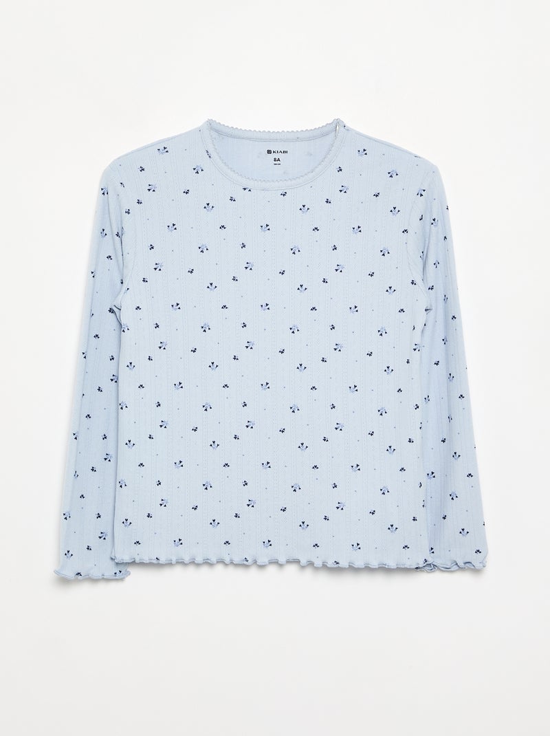 Pijama de 2 piezas de punto calado Azul - Kiabi