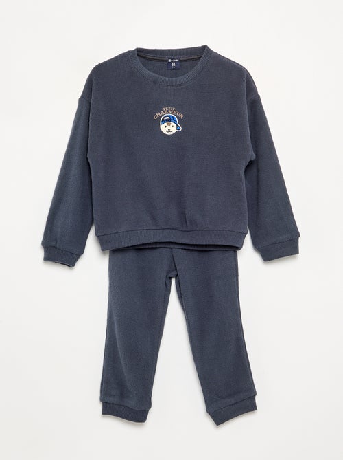 Pijama de 2 piezas de punto gofrado - Sudadera + pantalón - Kiabi