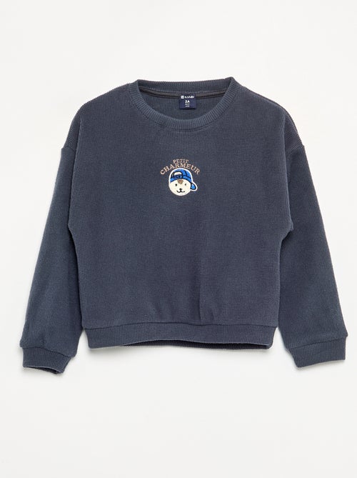 Pijama de 2 piezas de punto gofrado - Sudadera + pantalón - Kiabi