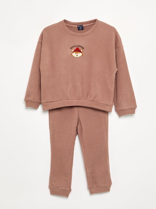 Pijama de 2 piezas de punto gofrado - Sudadera + pantalón - Kiabi
