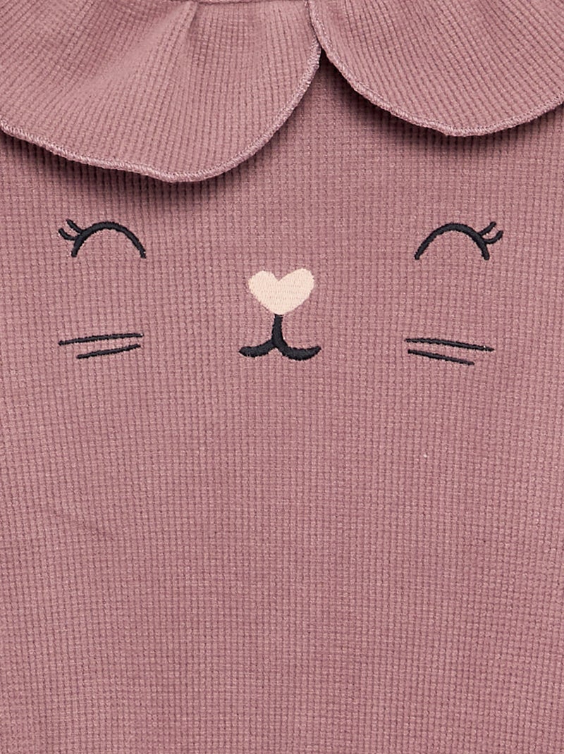 Pijama de 2 piezas de punto gofrado - Sudadera + pantalón Rosa empolvado - Kiabi