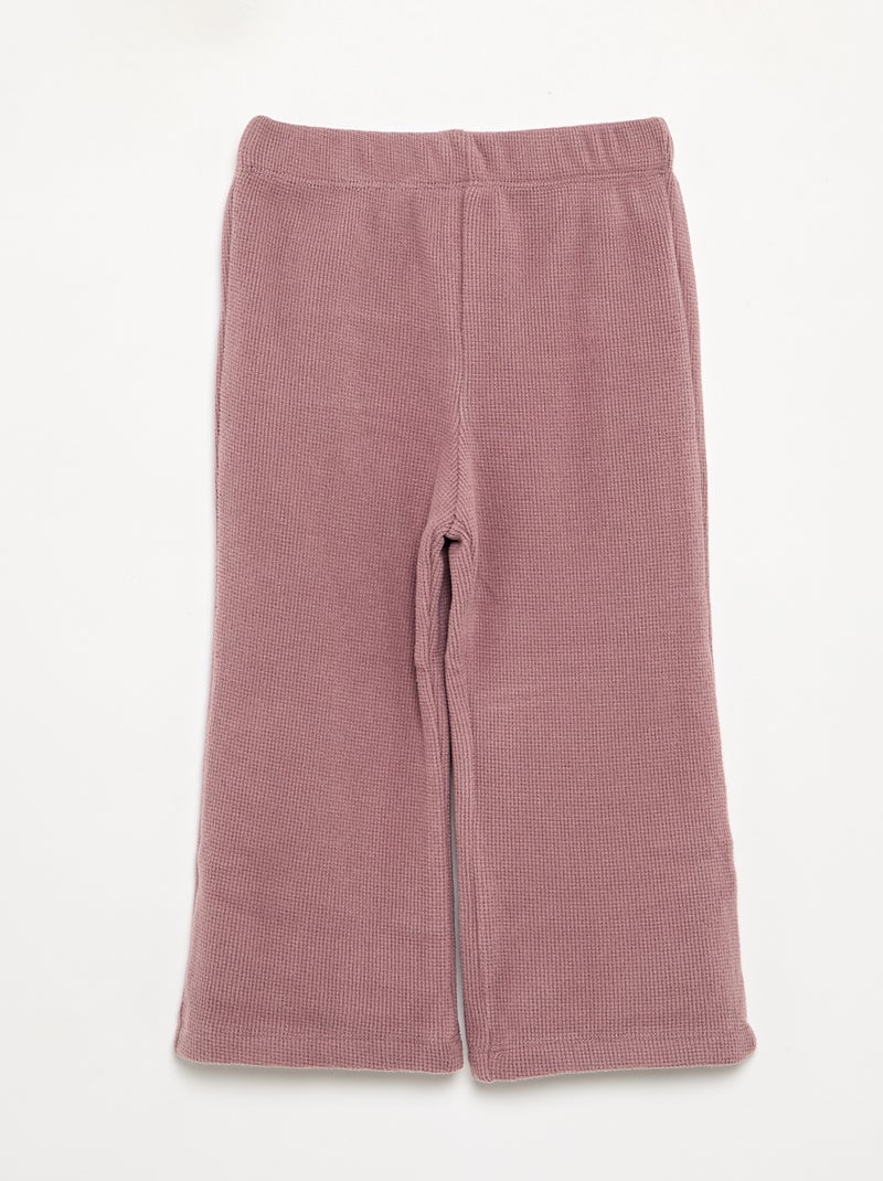 Pijama de 2 piezas de punto gofrado - Sudadera + pantalón Rosa empolvado - Kiabi