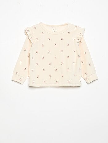 Pijama de 2 piezas de terciopelo - Sudadera con volantes en las sisas + pantalón
