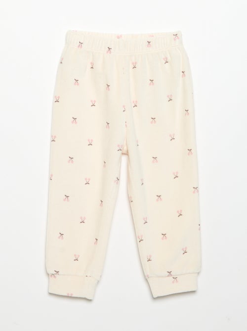 Pijama de 2 piezas de terciopelo - Sudadera con volantes en las sisas + pantalón - Kiabi