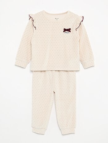 Pijama de 2 piezas de terciopelo - Sudadera con volantes en las sisas + pantalón