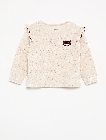 Pijama de 2 piezas de terciopelo - Sudadera con volantes en las sisas + pantalón