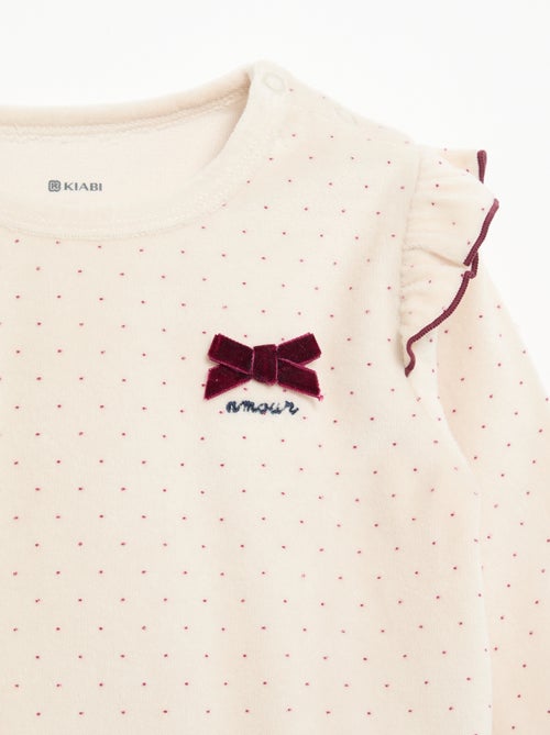 Pijama de 2 piezas de terciopelo - Sudadera con volantes en las sisas + pantalón - Kiabi