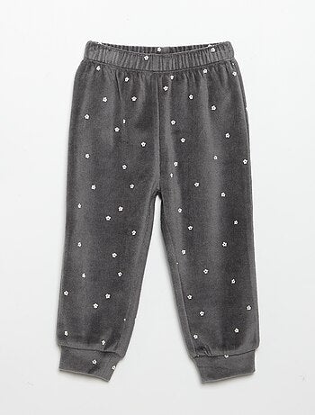 Pijama de 2 piezas de terciopelo - Sudadera con volantes en las sisas + pantalón