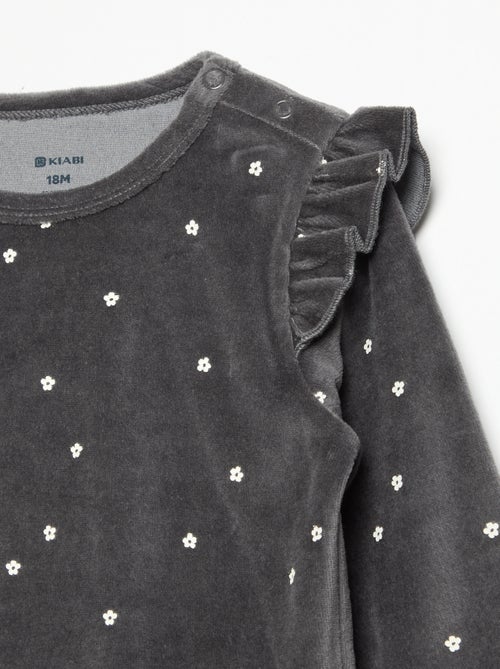 Pijama de 2 piezas de terciopelo - Sudadera con volantes en las sisas + pantalón - Kiabi Pijama de 2 piezas de terciopelo - Sudadera con volantes en las sisas + pantalón - Kiabi