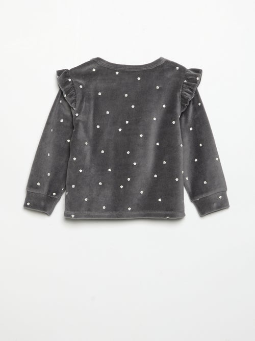 Pijama de 2 piezas de terciopelo - Sudadera con volantes en las sisas + pantalón - Kiabi Pijama de 2 piezas de terciopelo - Sudadera con volantes en las sisas + pantalón - Kiabi