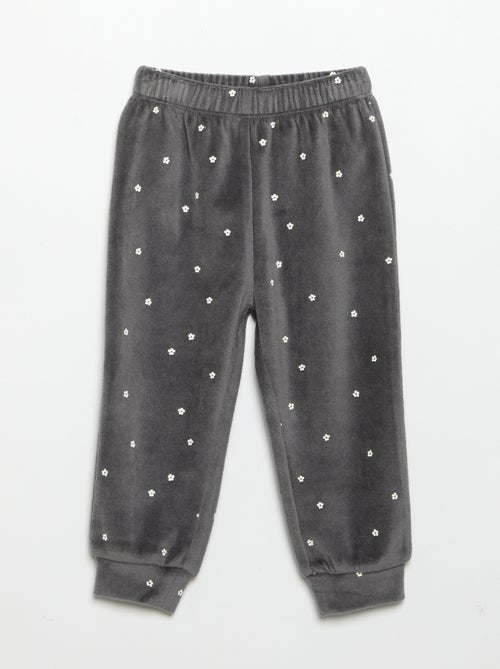 Pijama de 2 piezas de terciopelo - Sudadera con volantes en las sisas + pantalón - Kiabi Pijama de 2 piezas de terciopelo - Sudadera con volantes en las sisas + pantalón - Kiabi