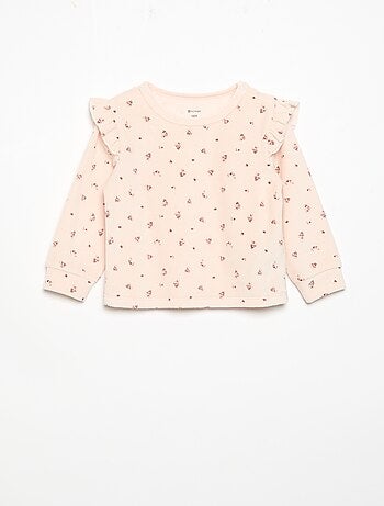 Pijama de 2 piezas de terciopelo - Sudadera con volantes en las sisas + pantalón