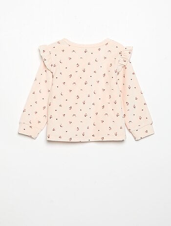 Pijama de 2 piezas de terciopelo - Sudadera con volantes en las sisas + pantalón