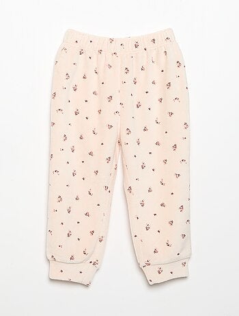Pijama de 2 piezas de terciopelo - Sudadera con volantes en las sisas + pantalón