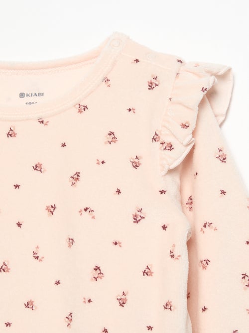 Pijama de 2 piezas de terciopelo - Sudadera con volantes en las sisas + pantalón - Kiabi Pijama de 2 piezas de terciopelo - Sudadera con volantes en las sisas + pantalón - Kiabi