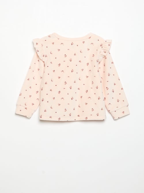 Pijama de 2 piezas de terciopelo - Sudadera con volantes en las sisas + pantalón - Kiabi Pijama de 2 piezas de terciopelo - Sudadera con volantes en las sisas + pantalón - Kiabi