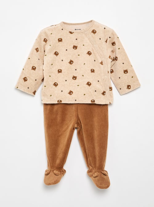 Pijama de 2 piezas de terciopelo - Kiabi