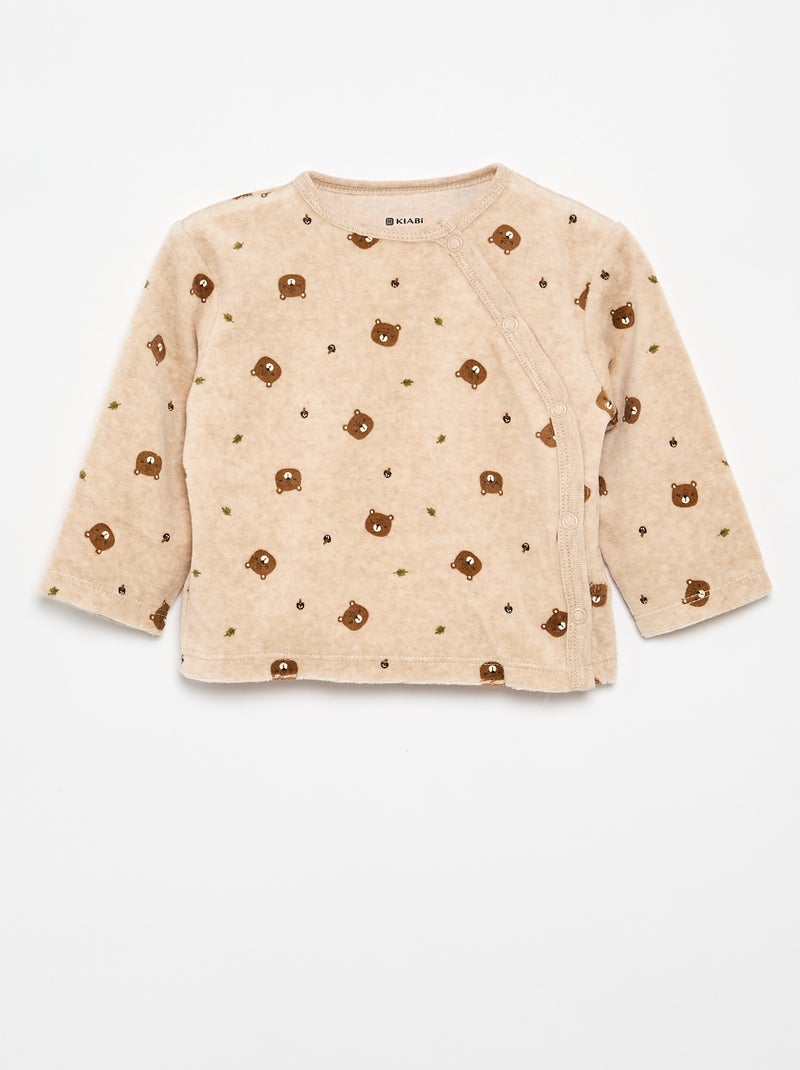 Pijama de 2 piezas de terciopelo Marron - Kiabi