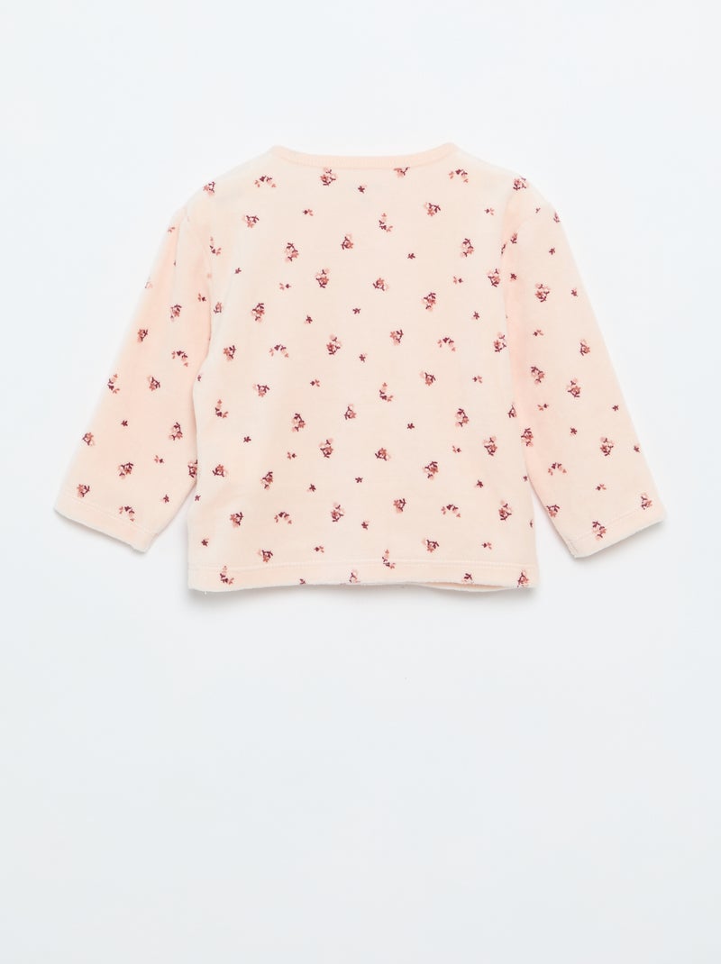 Pijama de 2 piezas de terciopelo Rosa - Kiabi
