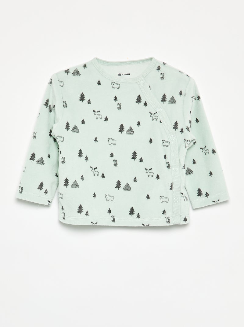 Pijama de 2 piezas de terciopelo Verde claro - Kiabi