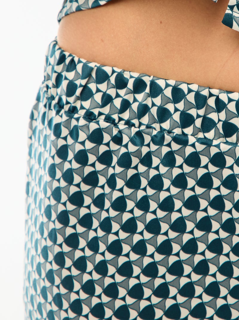 Pijama de 2 piezas efecto satinado - camisa + pantalón Verde - Kiabi