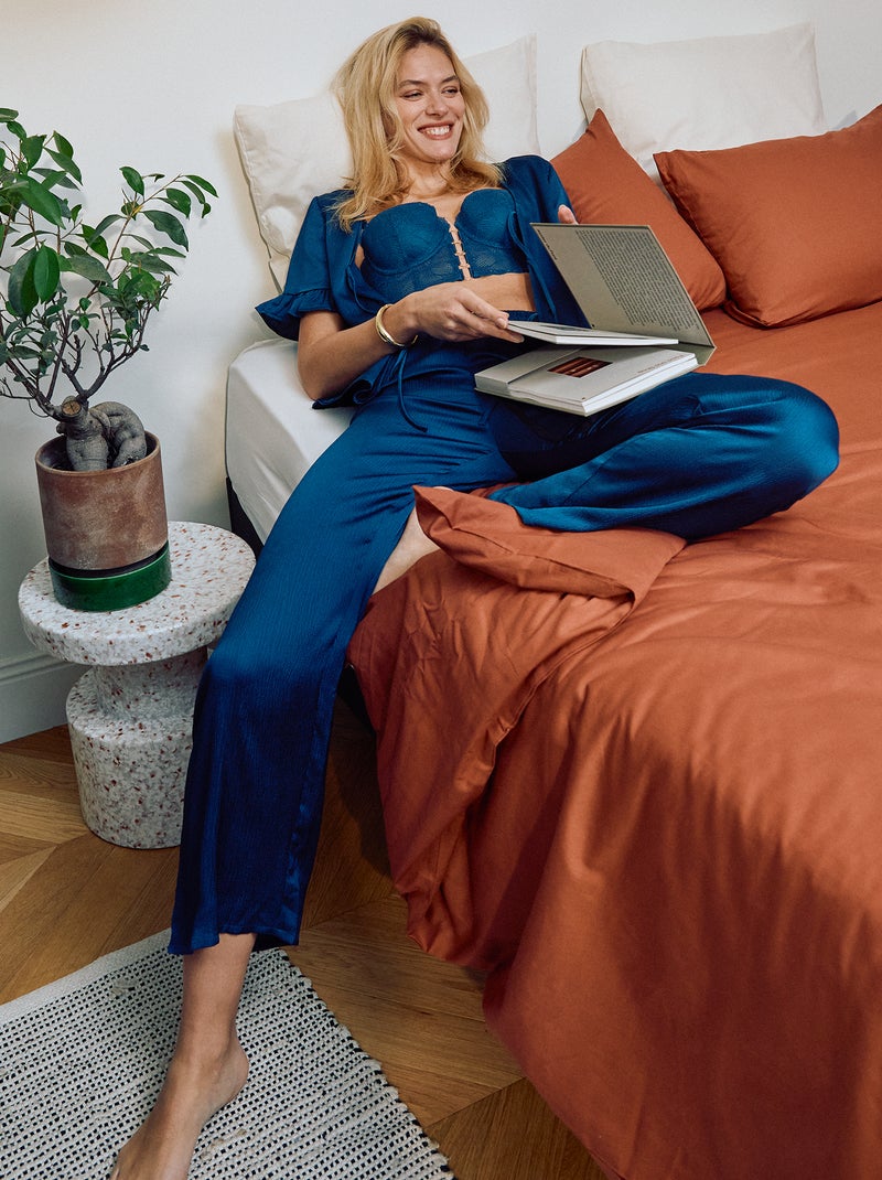 Pijama de 2 piezas en malla crepé Azul - Kiabi