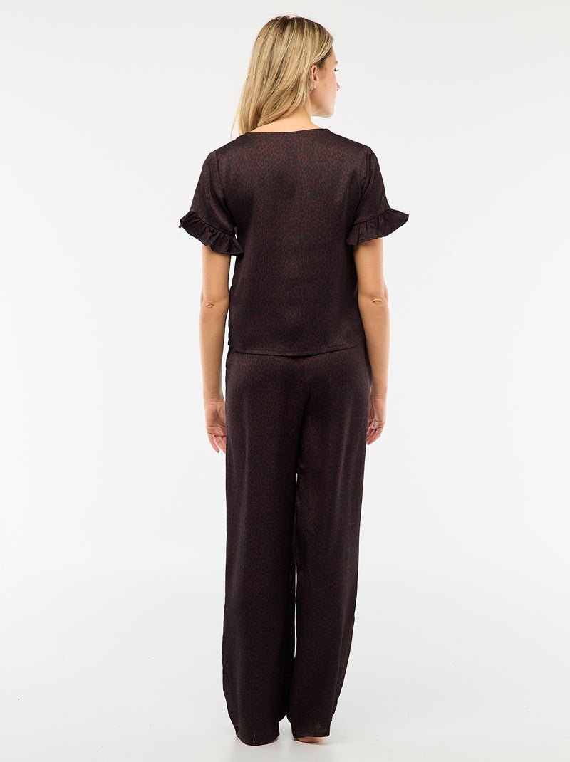 Pijama de 2 piezas en malla crepé Rojo - Kiabi