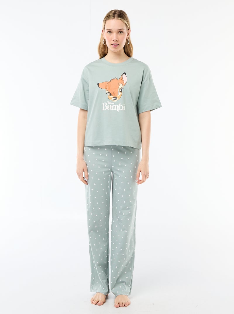 Pijama de 2 piezas estampado 'Bambi' Verde - Kiabi