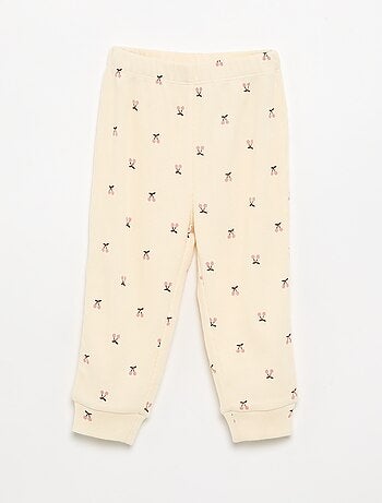 Pijama de 2 piezas estampado de canalé
