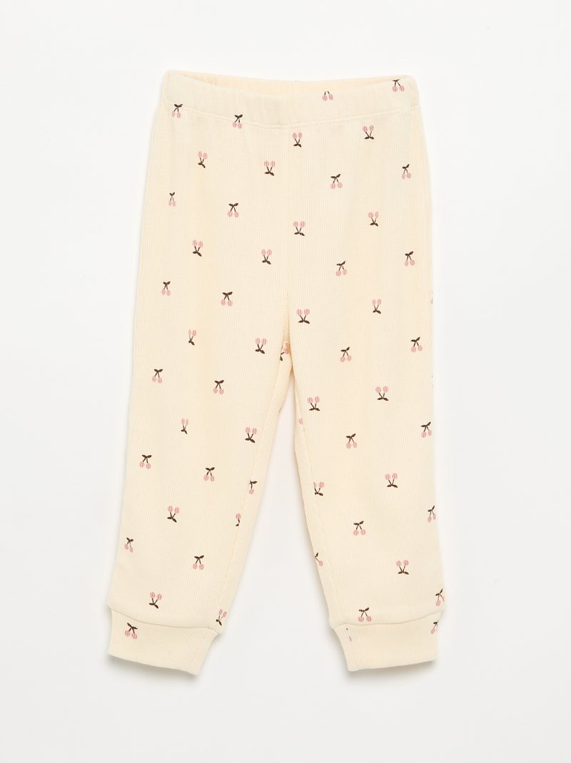 Pijama de 2 piezas estampado de canalé Beige - Kiabi
