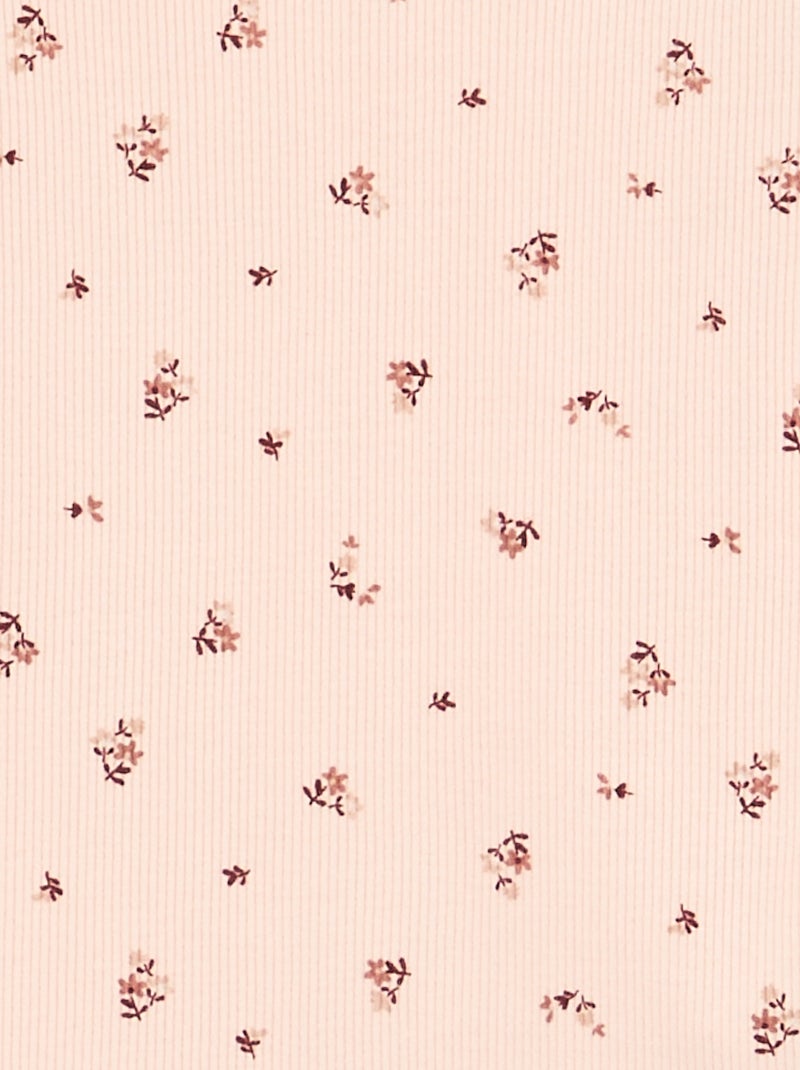 Pijama de 2 piezas estampado de canalé Rosa - Kiabi