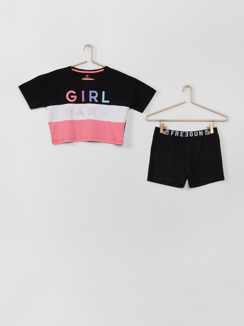 Pijama de 2 piezas 'Freegun' negro - Kiabi