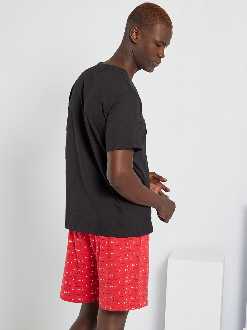 Pijama de 2 piezas 'mejor novio' negro/rojo - Kiabi