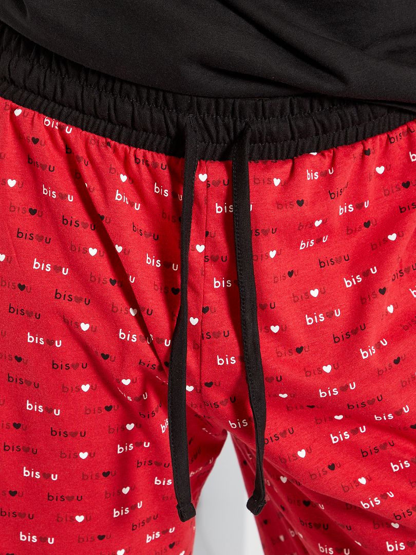 Pijama de 2 piezas 'mejor novio' negro/rojo - Kiabi