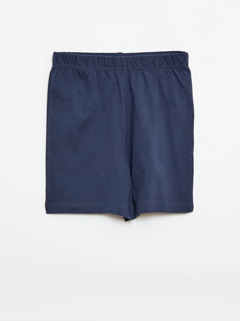 Pijama de 2 piezas Pantalón corto + camiseta Azul - Kiabi