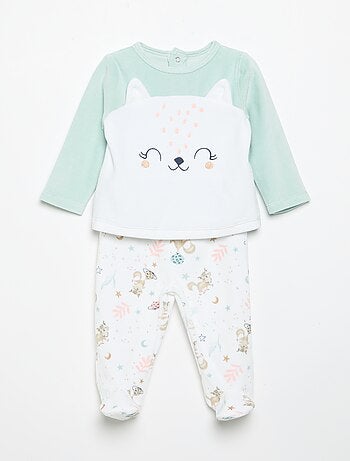 Pijama de 2 piezas 'Petit Béguin' - Camiseta de manga larga + pantalón con pies