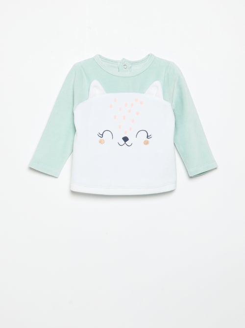 Pijama de 2 piezas 'Petit Béguin' - Camiseta de manga larga + pantalón con pies - Kiabi
