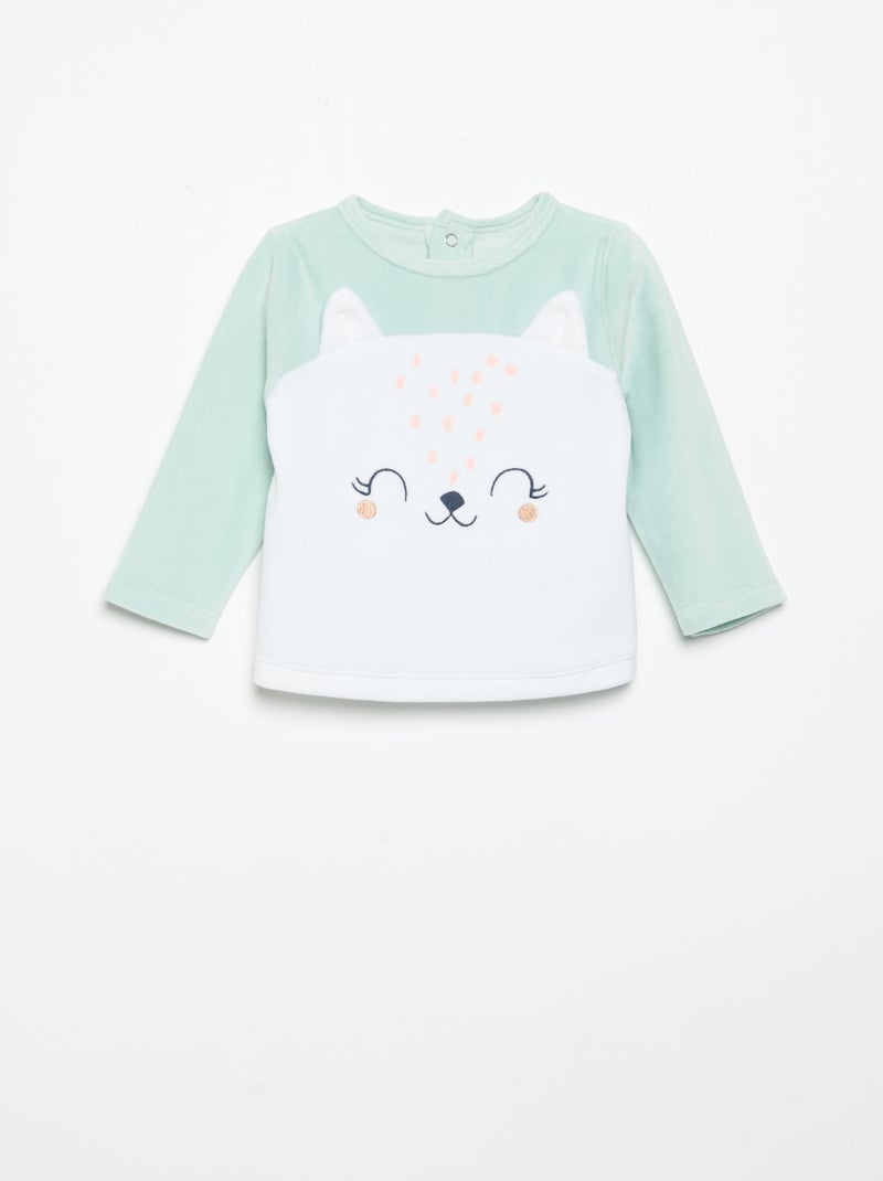 Pijama de 2 piezas 'Petit Béguin' - Camiseta de manga larga + pantalón con pies Verde - Kiabi