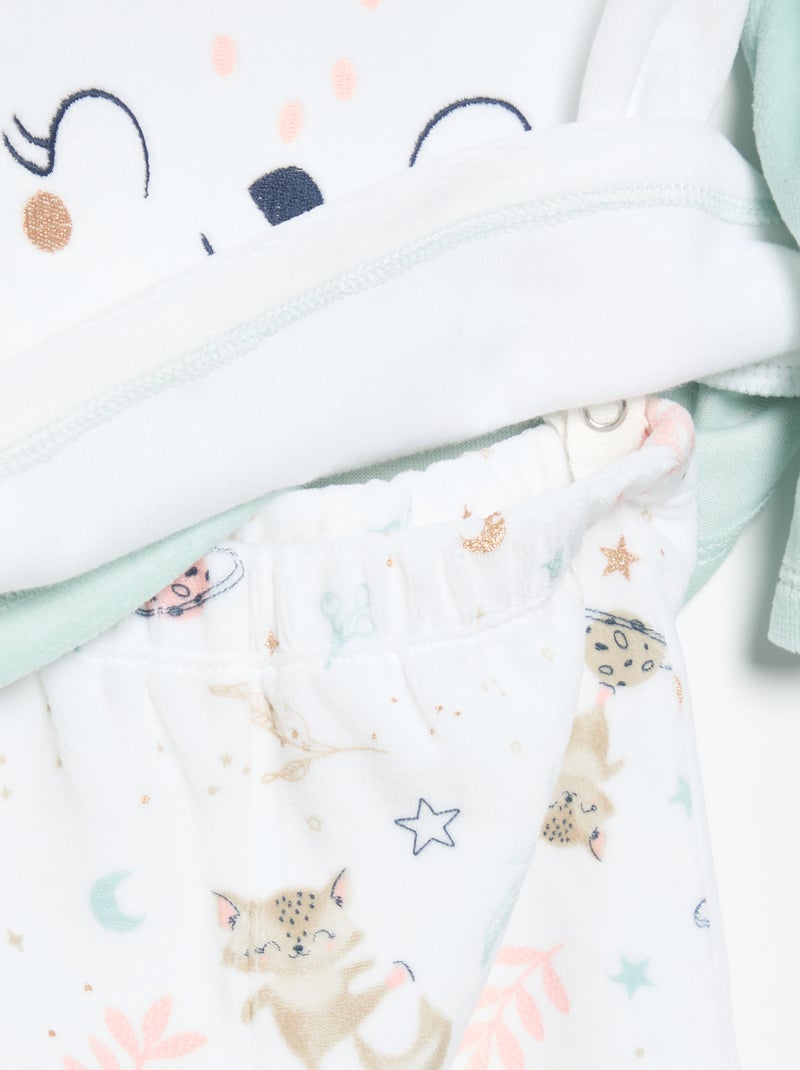 Pijama de 2 piezas 'Petit Béguin' - Camiseta de manga larga + pantalón con pies Verde - Kiabi