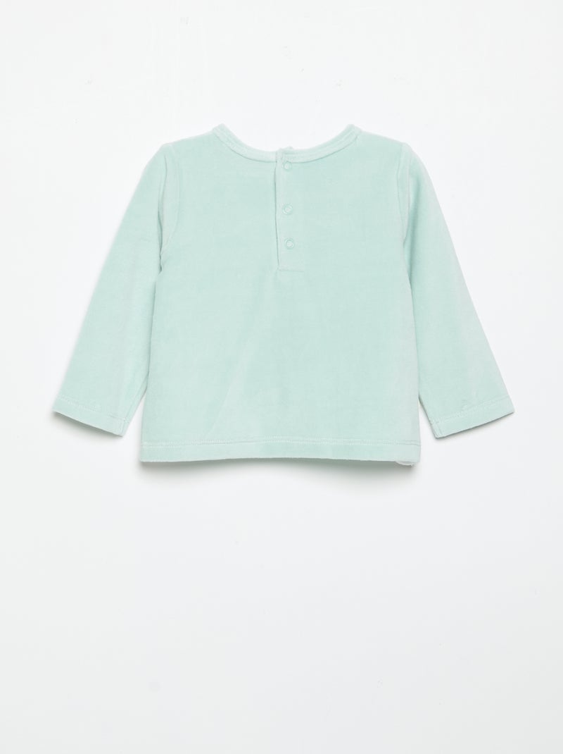 Pijama de 2 piezas 'Petit Béguin' - Camiseta de manga larga + pantalón con pies Verde - Kiabi