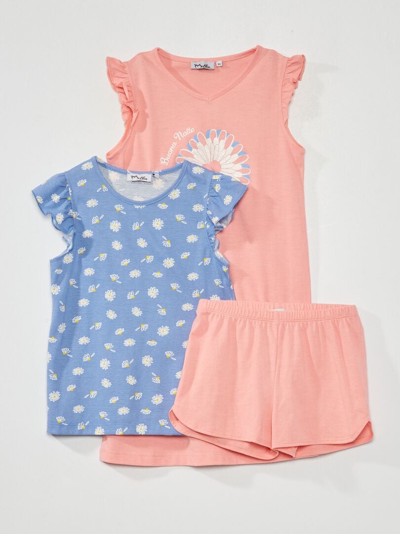 Pijama de 2 piezas rosa/azul - Kiabi