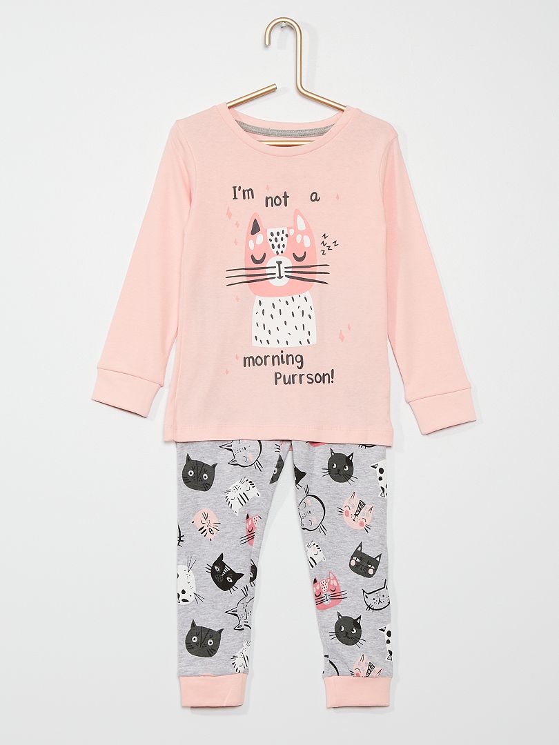 Pijama de 2 piezas rosa/gris - Kiabi