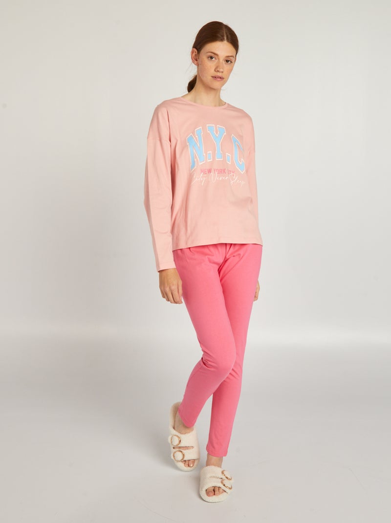 Pijama de 2 piezas rosa/rosa - Kiabi