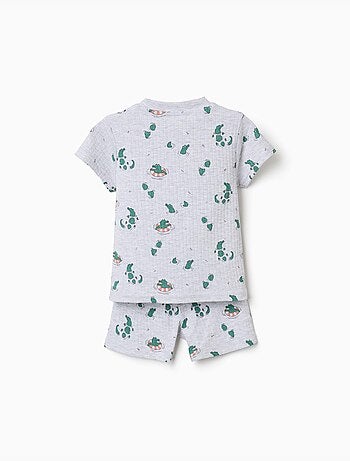 Pijama de algodón acanalado con motivo de cocodrilo