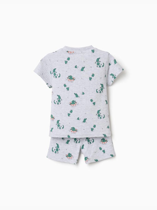 Pijama de algodón acanalado con motivo de cocodrilo - Kiabi