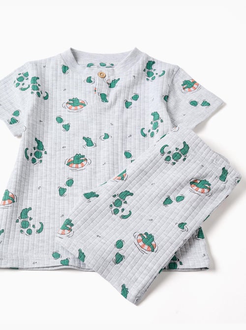 Pijama de algodón acanalado con motivo de cocodrilo - Kiabi