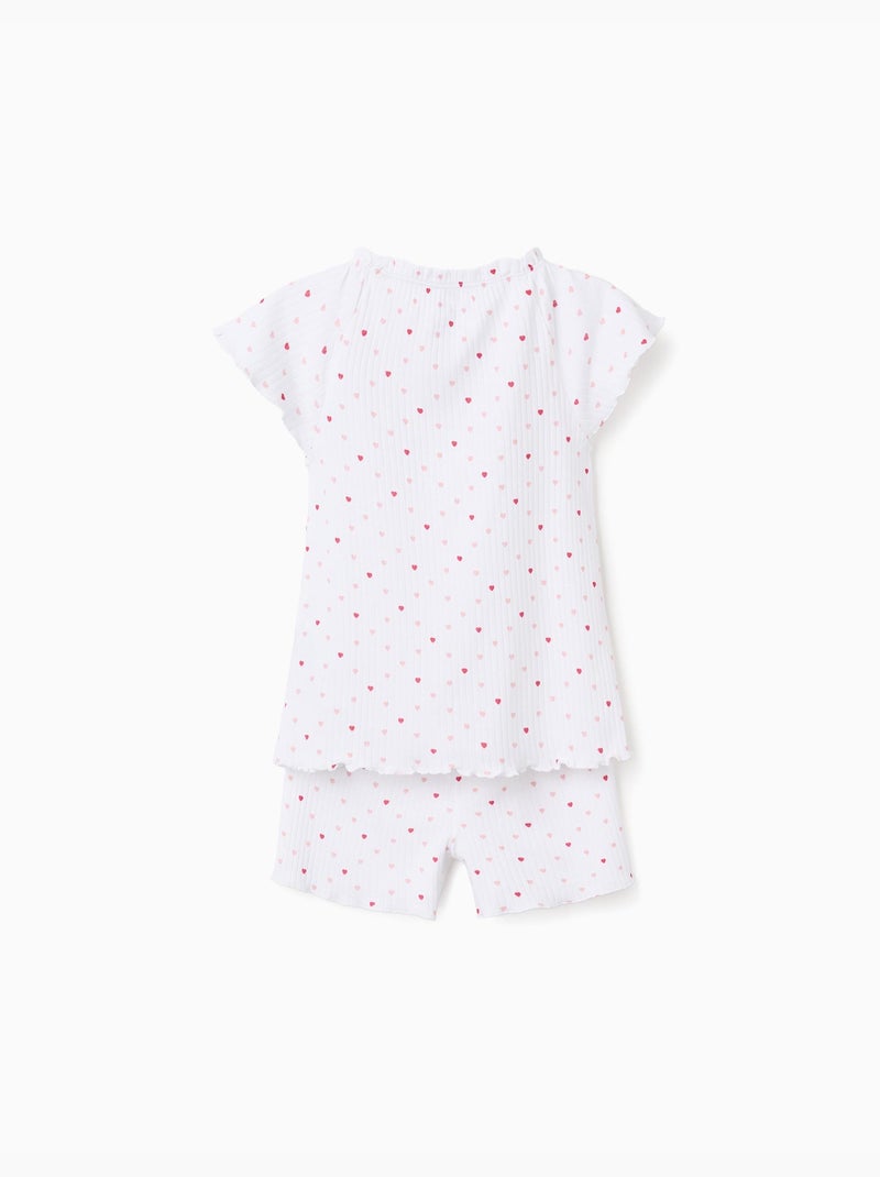 Pijama de algodón acanalado con motivo de corazones Blanco - Kiabi