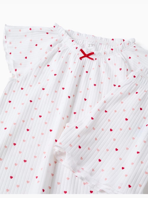 Pijama de algodón acanalado con motivo de corazones - Kiabi